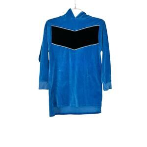 Wolf and Rita girls blue velour hooded dress size 10
